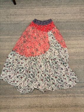 Mimi Liberte Michel Klein Viscose Patchwork Tiered Floral Maxi Skirt Sz 38 S⁠